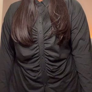 Black ruched collared top